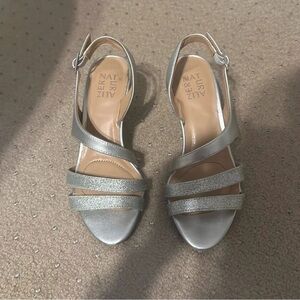 Naturalizer Metallic Silver Strappy Heels